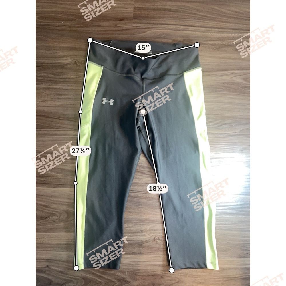 Under Armour HeatGear Compression Capri Leggings Gray Neon Green Women’s Large - Picture 6 of 12